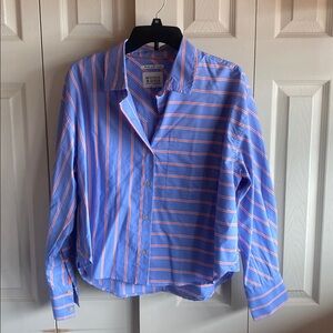 Scotch and Soda NWT Oversized Long Sleeve Stripped  button down cropped Blouse